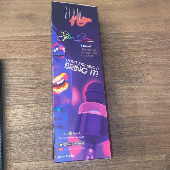 Glam Nation Star Glow LEF Karaoke Microphone & Speaker Bluetooth, Popsolo, NIP - Picture 8 of 8